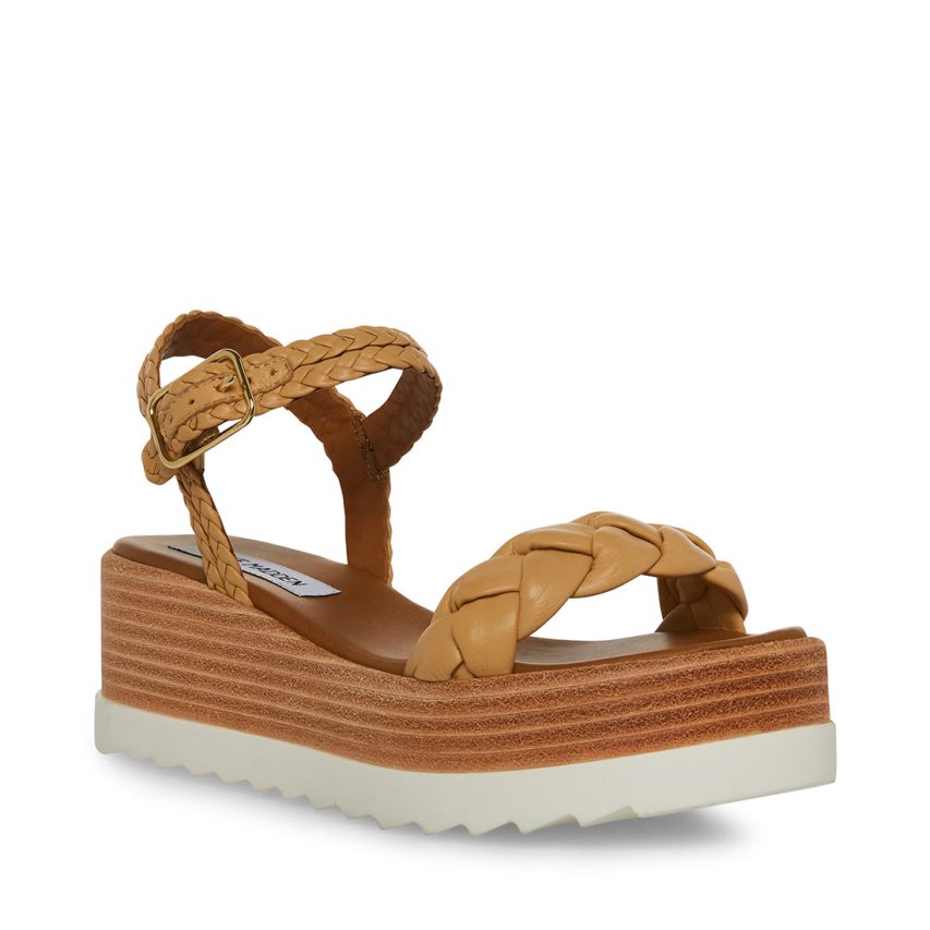 Sandalias de Plataforma Steve Madden Larsen Cuero Mujer Marrones | ES YC8413